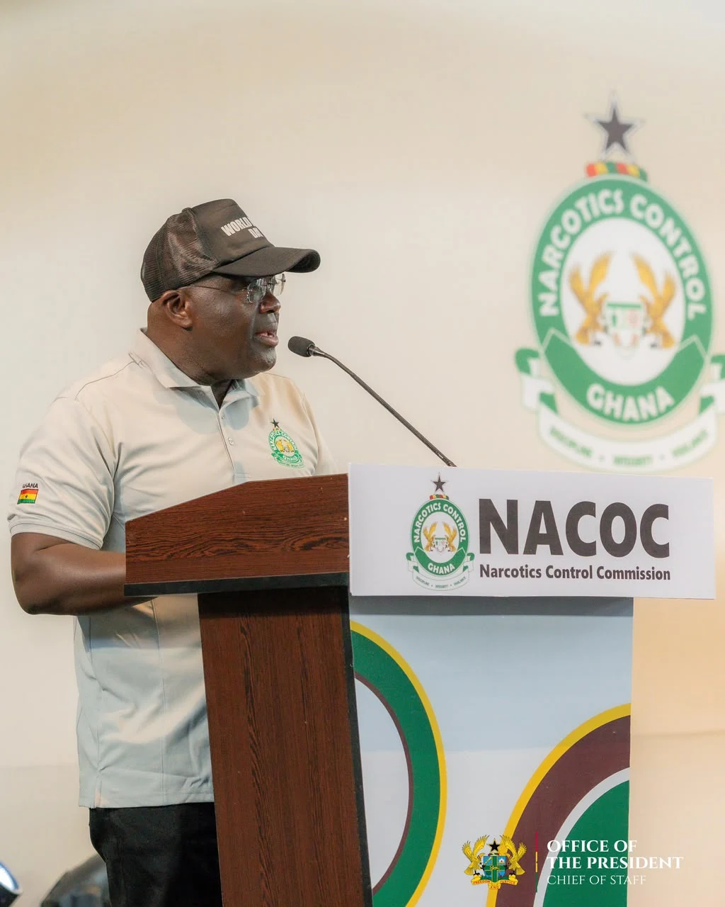Speaking at the Narcotics Control Commission lectern