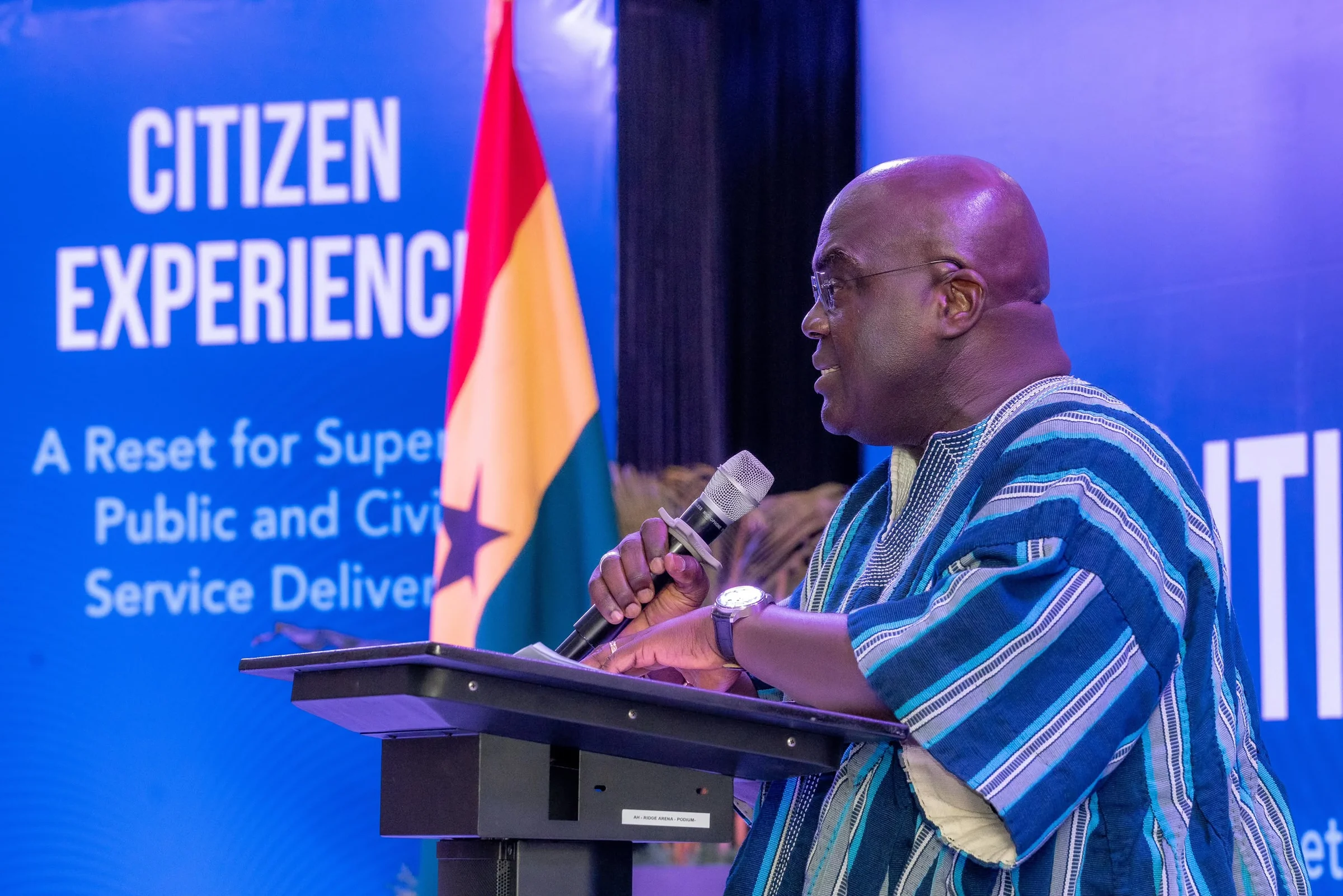 Dr. Julius Debrah speaking at a forum on public and civil service delivery